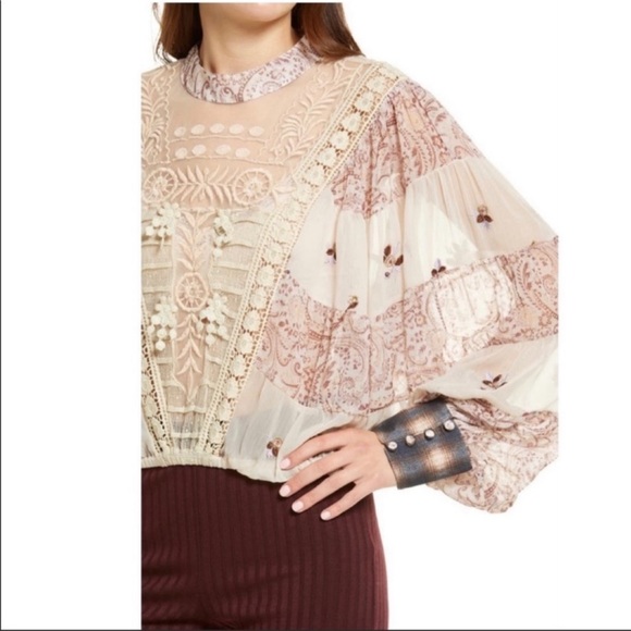 🦄UNICORN FIND🦄NWT Free People | Fiona Lace Peasant Blouse - Picture 6 of 14